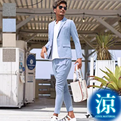 セットアップ メンズ 夏 スーツ ストレッチ カジュアル スリムスーツ サマースーツ メンズファッション 30代 40代 50代