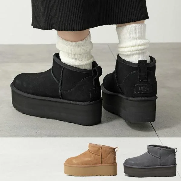 UGG アグ ムートンブーツ CLASSIC ULTRA MINI PLATFORM 1135092 レディース ショートブーツ スウェード 厚底 シューズ 靴 カラー4色