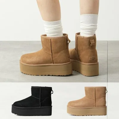 UGG アグ ムートンブーツ CLASSIC MINI PLATFORM クラシック ミニ プラットフォーム 1134991 レディース ショートブーツ スウェード 厚底