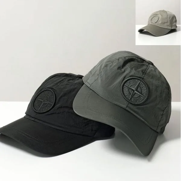 STONE ISLAND หมวก 9100011 S0076 ผู้ชาย 3D เข็มทิศโลโก้เย็บปักถักร้อยไอคอนหมวกไนลอน