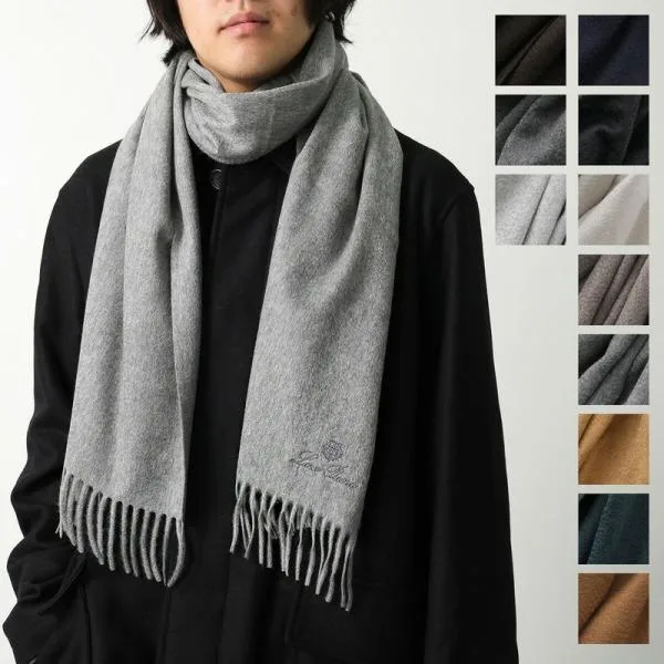 Loro Piana ロロ・ピアーナ マフラー GRANDE UNITA グランデ ウニタ FAO3766 FAO3774 メンズ ロゴ刺繍 フリンジ 無地 カシミヤ カラー11色