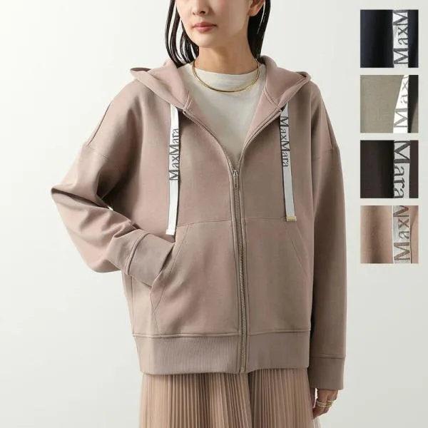 S MAX MARA エス マックスマーラ パーカー JOUR ジュール レディース ジップアップ 長袖 フーディ コットンブレンド ロゴ