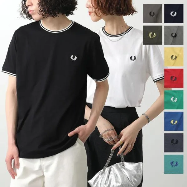FRED PERRY フレッドペリー Tシャツ TWIN TIPPED T-SHIRT M1588 M1588V メンズ レディース カットソー ロゴ ローレルリース 刺繍