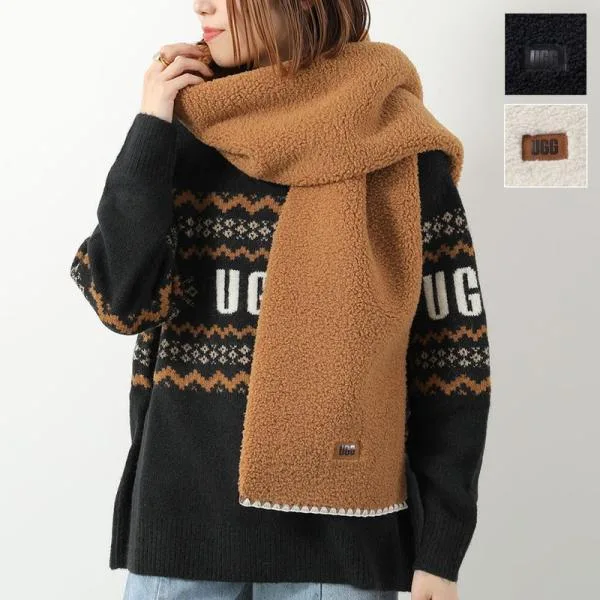 UGG アグ マフラー W UGGfluff SCALLOPED SCARF フラッフ スカロップド スカーフ 101021 レディース ロゴタグ ストール スカラップ カラー3色
