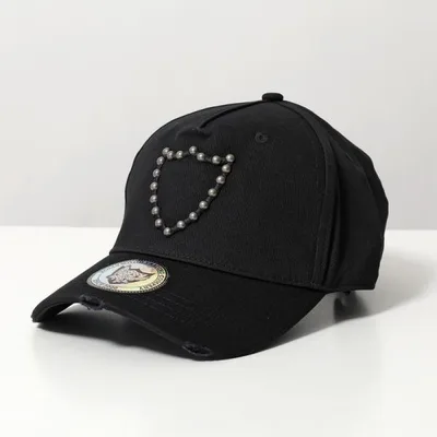 HTC エイチティーシー キャップ HTC SHIELD CAP HTCA002 メンズ コットン ロゴ スタッズ ダメージ加工 帽子 Black