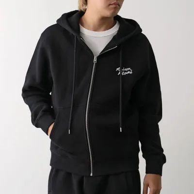 MAISON KITSUNE メゾンキツネ パーカー NM00703 KM0307 メンズ ジップアップ ロゴ刺? 裏起毛 コットン セットアップ可能 B197/BLACK-WHITE