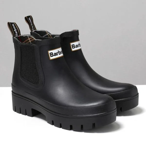 Barbour バブアー レインブーツ Halton ハルトン LRF0100 レディース サイドゴア ラバー ショートブーツ ロゴ 4cm シューズ 靴 BK11/BLACK