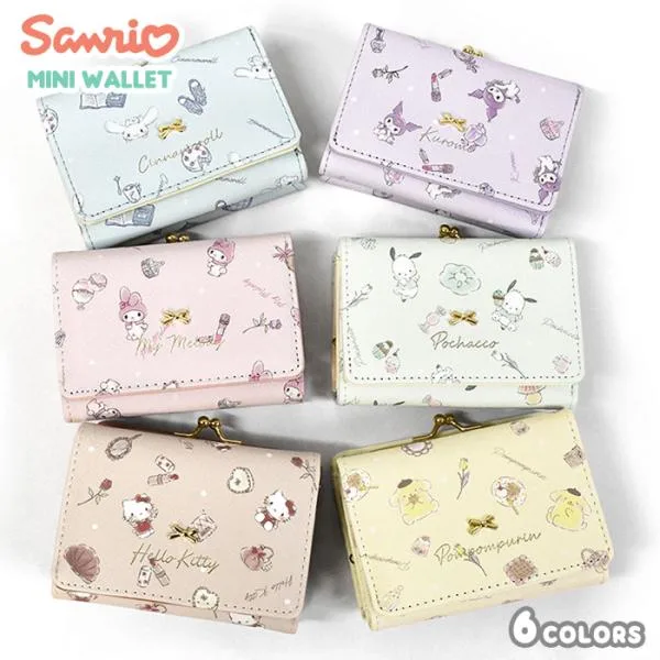 キティちゃん キティ ポチャッコ ポムポムプリン シナモロール マイメロディ クロミ ミニ財布 財布 グッズ レディース 三つ折り財布 おしゃれ がま口