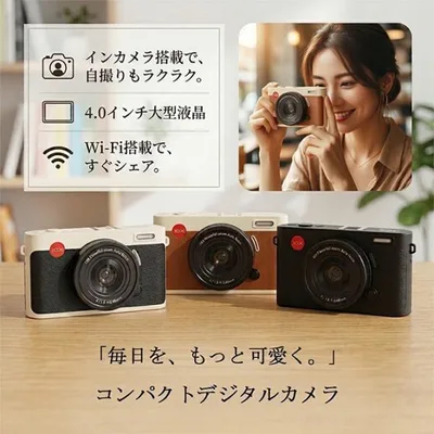 【公式】 BECKS (ベックス) コンパクトデジタルカメラ B-Quest BQ1 クリーム / ブラック お散歩カメラ 4.0インチ液晶 ギフト おしゃれ 自撮り 音楽・動画再生