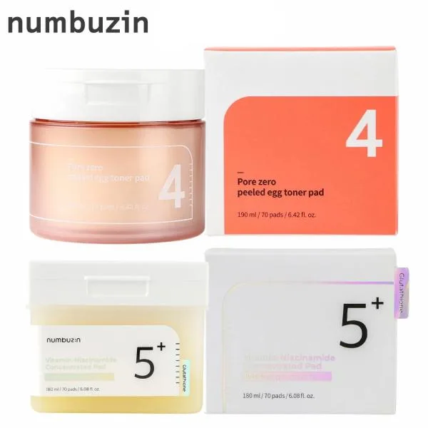 ナンバーズイン numbuzin トナーパッド 70枚 4番 毛穴ゼロたまご肌 5番 白玉グルタチオンCフィルムパッド 化粧水パッド 韓国コスメ 角質ケア 保湿 ビタミンC