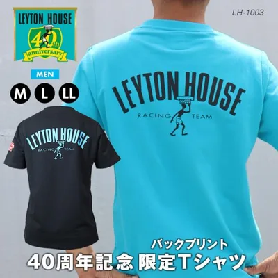 レイトンハウス 40周年記念 限定 レーシング 半袖 バックプリント ロゴ Tシャツ メンズ F1 モータースポーツ レトロ バブル レイトンブルー ブラック