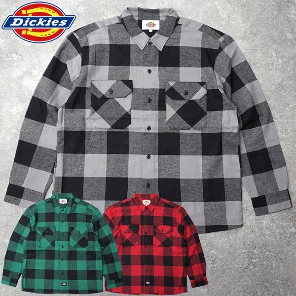 Dickies ディッキーズ #DC2053 長袖 チェック フランネルシャツメンズ 男性 トップス ネルシャツ ロングスリーブ オンブレチェック柄 カジュアル アメカジ