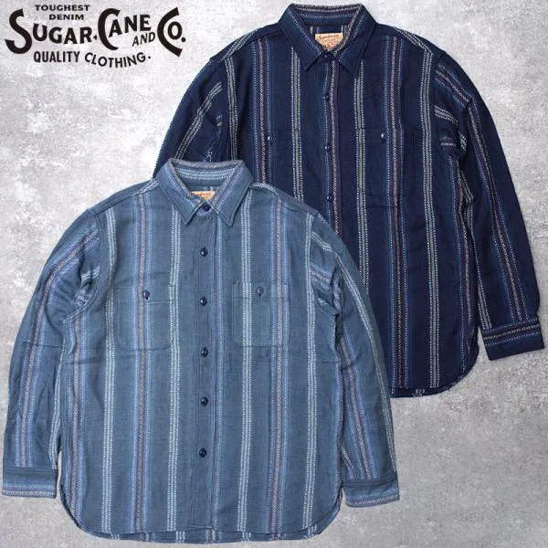 SUGARCANE シュガーケーン #SC29784 ネイティブアメリカン インディゴ ドビーワークシャツメンズ 男性 トップス 長袖 ロングスリーブ 羽織 ワークウエア