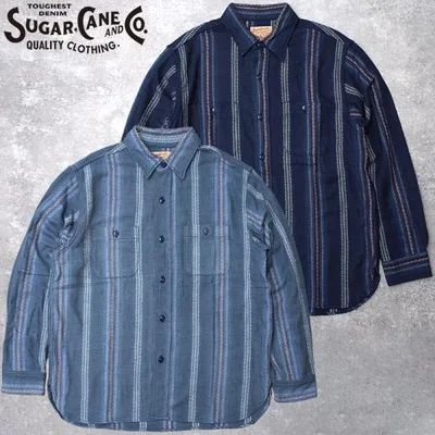 SUGARCANE シュガーケーン #SC29784 ネイティブアメリカン インディゴ ドビーワークシャツメンズ 男性 トップス 長袖 ロングスリーブ 羽織 ワークウエア