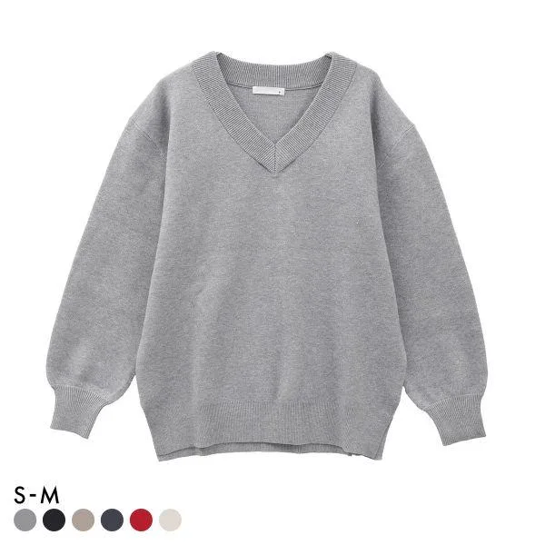 ニット ニッセン スウェットライクVネックニット SM nissen