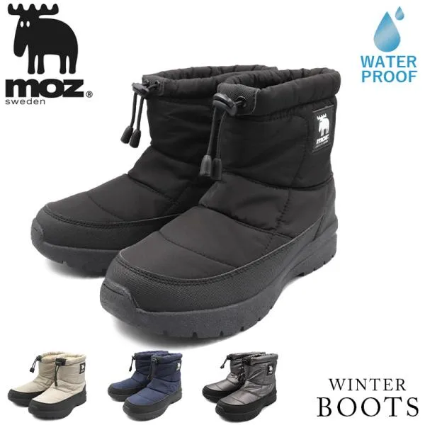 รองเท้ากันลื่นกันน้ำสั้นผู้หญิงความยาวกลาง moz moz shearling เดินง่ายน้ำหนักเบาสีดำครึ่งยาวซื้อดีมาก