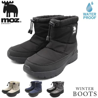 รองเท้ากันลื่นกันน้ำสั้นผู้หญิงความยาวกลาง moz moz shearling เดินง่ายน้ำหนักเบาสีดำครึ่งยาวซื้อดีมาก