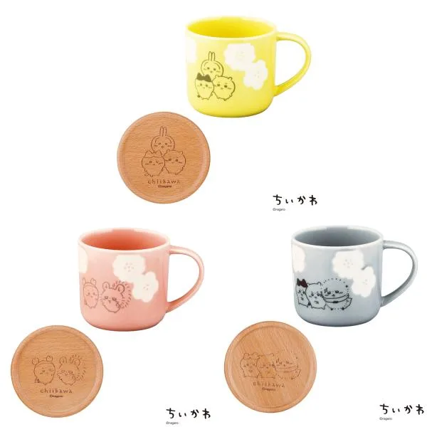 ちいかわ コースター付マグカップ イエロー ピンク ブルー