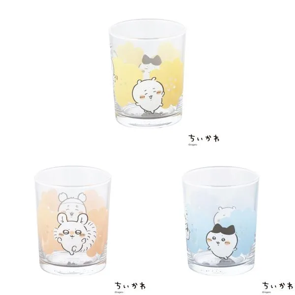 ちいかわ 日本製ガラスタンブラー イエロー ピンク ブルー