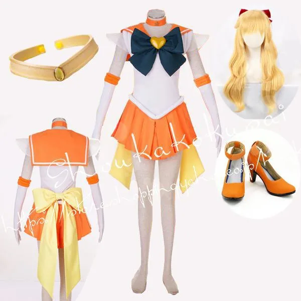 美少女戦士セーラームーン風 子供用大人用 愛野美奈子 セーラーコスプレ衣装戦闘服cosplayウィッグcos靴頭飾りコスチューム 仮装変装