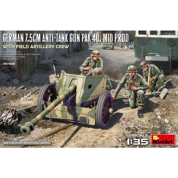 【SALE】ミニアート 1/35 MA35400 ドイツ 7.5cm 対戦車砲 PaK 40 中期型 w/砲兵搭乗員