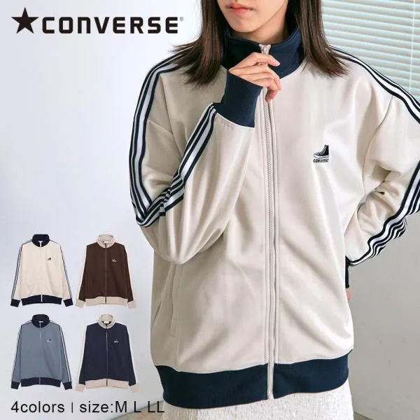 CONVERSE コンバース トラックジャケット メンズ レディース ジャージ ブランド ジップ 白 ロゴ 40代 50代 冬 秋 春 ちょいワルファッション50