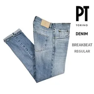 PT TORINO DENIM ピーティートリノデニム / BREAKBEAT レギュラー デニムジーンズ 5ポケット ストレッチ コットン ライトブルー / セール