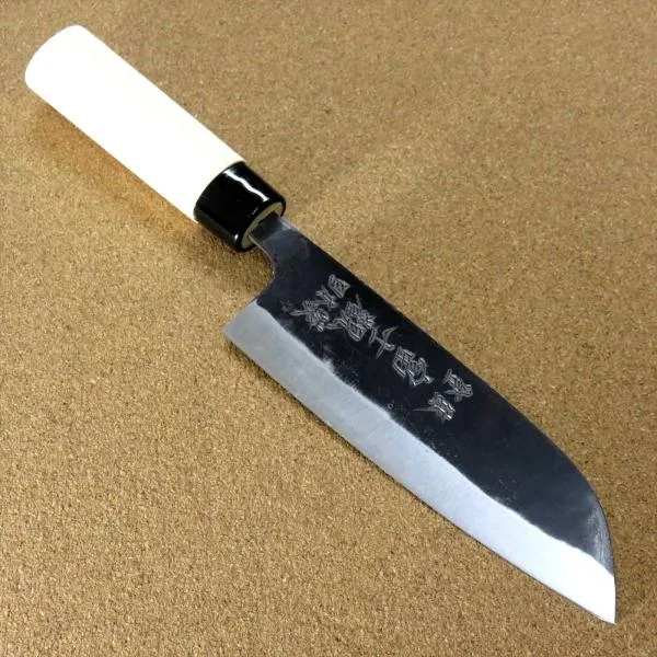 包丁 三徳包丁 16cm (160mm) 関の刃物 黒打 青紙2号 軟鉄 炭素鋼 口金 両刃 万能包丁 文化包丁 日本製