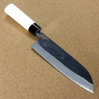 包丁 三徳包丁 18cm (180mm) 関の刃物 黒打 青紙2号 軟鉄 炭素鋼 口金 両刃 万能包丁 文化包丁 日本製
