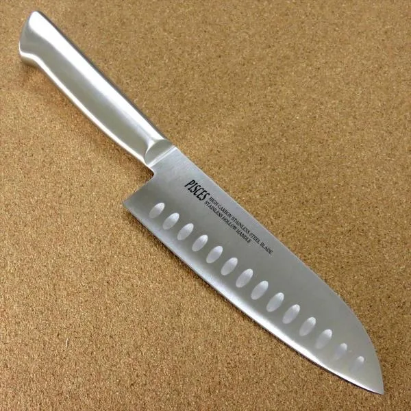 包丁 ディンプル三徳包丁 17cm (170mm) 関の刃物 PISCES (パイシーズ) オールステンレス 文化包丁 日本製