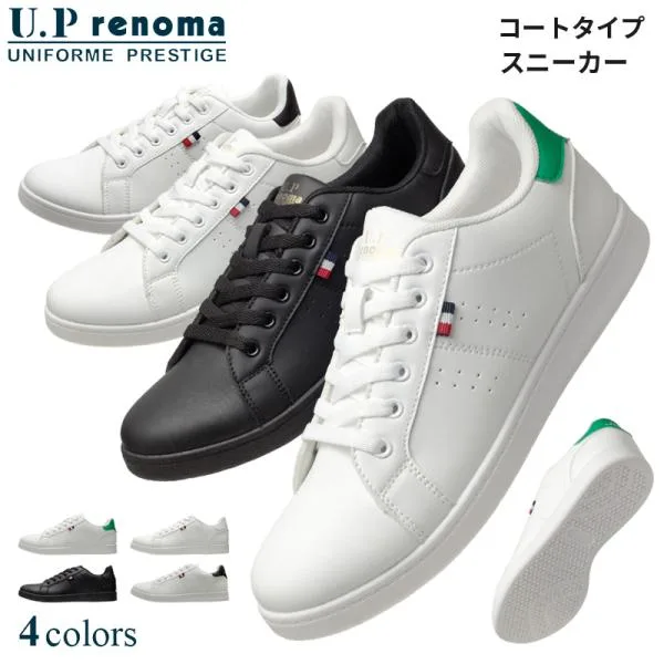 U.P renoma รองเท้าผ้าใบผู้ชายผู้หญิงเสื้อโค้ทประเภทกว้าง 3E เทียบเท่าหนัง PU สีดำสีขาวเดินทางไปโรงเรียนธุรกิจสบายๆสำนักงานสบายๆ 4 สี 9041