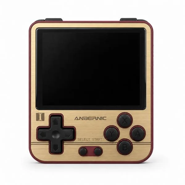 携帯ゲーム機 レトロ風 小型 ワインレッド×ゴールド 2100mAh TFデュアルスロット L1/L2/R1/R2ボタン イヤホン端子 スピーカー内蔵