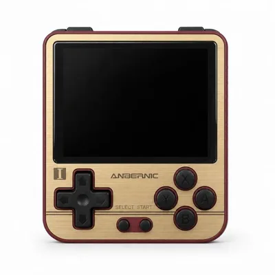 携帯ゲーム機 レトロ風 小型 ワインレッド×ゴールド 2100mAh TFデュアルスロット L1/L2/R1/R2ボタン イヤホン端子 スピーカー内蔵