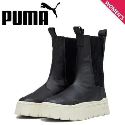 PUMA プーマ サイドゴアブーツ レディース 厚底 スタック チェルシー ウィメンズ ウィンター STACK CHELSEA WINTER WNS BOOTS ブラック 黒 393201-03