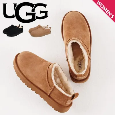 UGG アグ ブーツ ムートンブーツ アンクル クラシック レディース マイクロ CLASSIC MICRO シープスキン ブラック チェスナット 黒 1173891