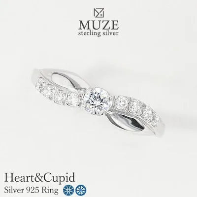 指輪 リング レディース エンゲージリング 婚約指輪 プロポーズリング シルバー925 サイドストーン プラチナ MUZE JEWELRY