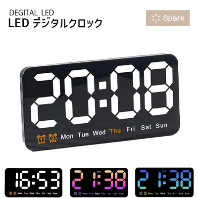 LED デジタル時計 時計 デジタル 置き時計 目覚まし時計 温度計 アラーム インテリア USB 電池