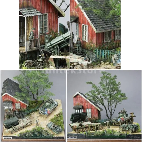 1:35スケール 軍用ジオラマ 建築モデルキット DIY 3D パズルウッド 遺跡 コーナー ハウス ミニチュア 戦争 シーンジオラマ