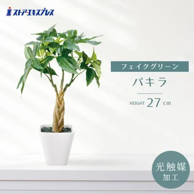 フェイクグリーン 消臭 観葉植物 フェイク 人工観葉植物_【光触媒加工】インテリアグリーン パキラ_61-798-99-3_8188-205
