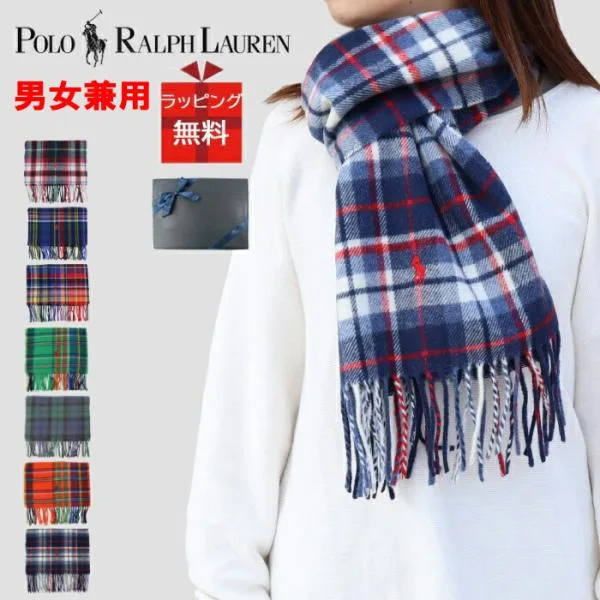 並行輸入品 ポロ ラルフローレン マフラー 男女兼用 PC0999 ポニー刺繍 ウール チェック柄 マフラー 男女兼用 POLO RALPH LAUREN ab-377200
