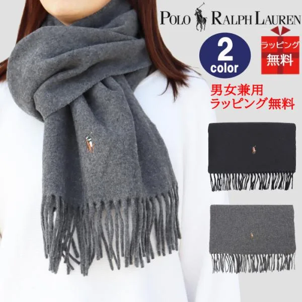 並行輸入品 ポロ ラルフローレン マフラー PC1047 幅広 ポニー刺繍 ウール ポニー マフラー スタイリッシュ 男女兼用 POLO RALPH LAUREN ab-514100