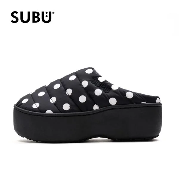 SUBU 厚底 サンダル PLATFORM 26年モデル 起毛 暖かい 防寒 ダウンサンダル キルティング-dots
