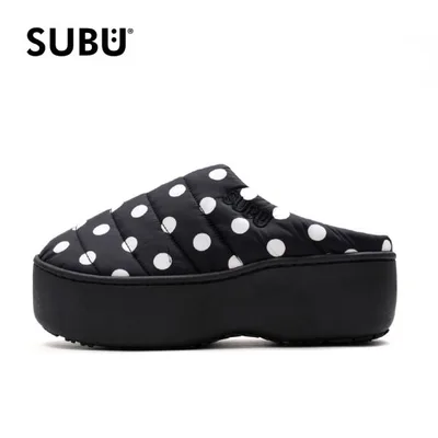 SUBU 厚底 サンダル PLATFORM 26年モデル 起毛 暖かい 防寒 ダウンサンダル キルティング-dots