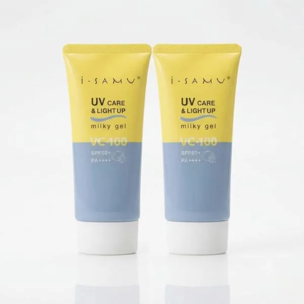 UVケア ライトアップ ミルキージェル i-samu 70g 2本セット VC-100 SPF50+ PA++++ 日焼け止め 化粧下地 爆買