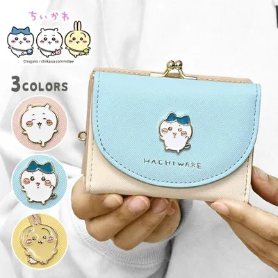 ちいかわ 財布 ハチワレ うさぎ グッズ 財布 レディース 三つ折り財布 キャラクター ミニ財布 レディース ちいかわグッズ メタル がま口 三つ折り