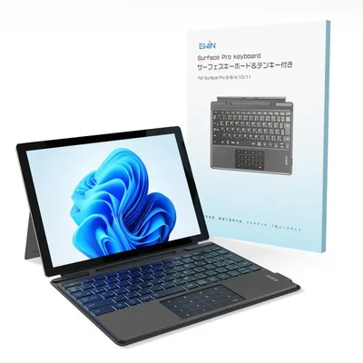 【タッチパッド&テンキー搭載】Surface Pro 8/9/X/10/11 キーボード ワイヤレス 日本語配列 サーフェス キーボード 磁気吸着 Bluetoothキーボード 7色ライト