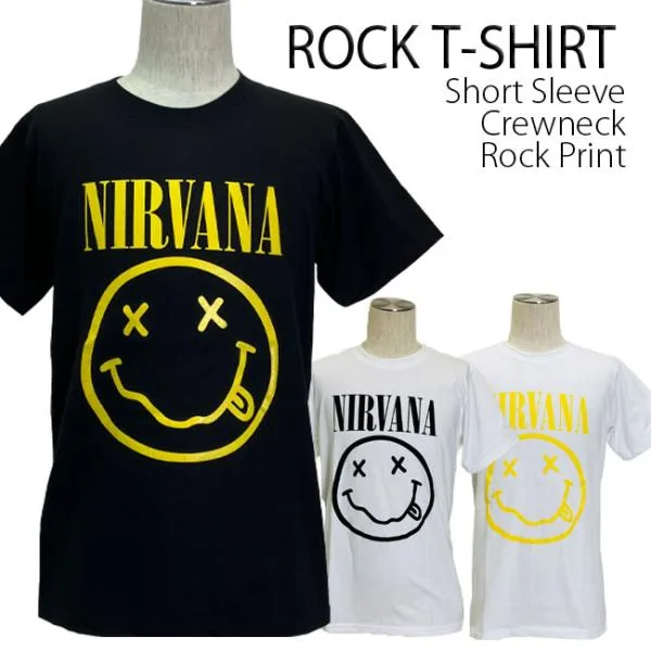 爆買 ロックtシャツ バンドtシャツ パンク NIRVANA ニルヴァーナ スマイルロゴ メンズ レディース M-2XLサイズ 黒色 白色 ストリート系