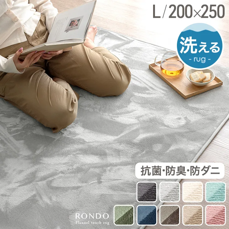 ラグ 洗える 3畳 カーペット 200×250 L ラグマット おしゃれ 長方形 洗濯 丸洗い オールシーズン 床暖房 滑り止め ホットカーペット 無地 防ダニ