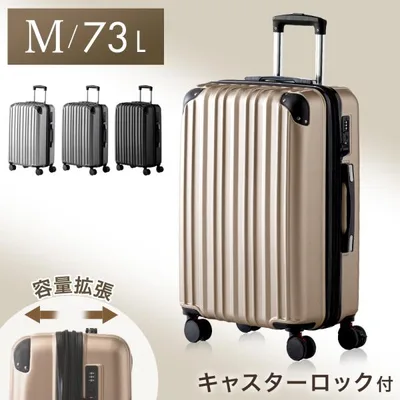 スーツケース 大容量 Mサイズ 73L 拡張 キャリーケース 3泊4日 消音 ダブルキャスター M