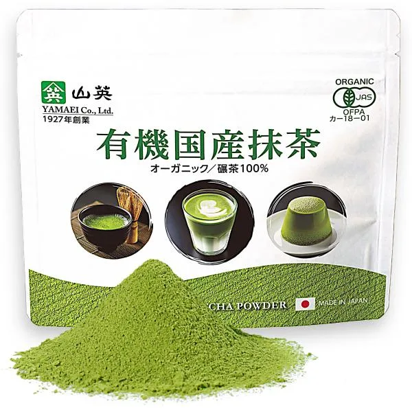 抹茶 抹茶パウダー お抹茶 抹茶粉末 製菓用 有機抹茶 オーガニック 有機栽培 国産100% 無添加 山英 80g 2袋